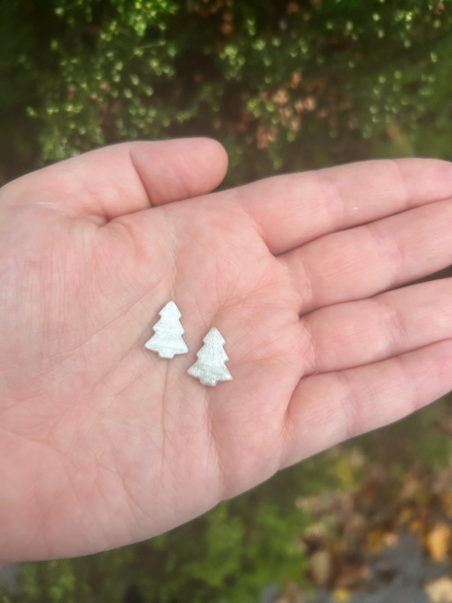 Silver Christmas Tree Studs