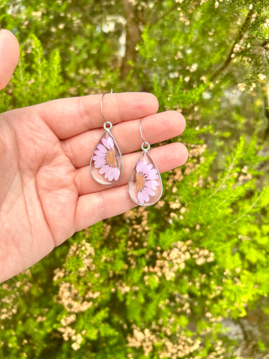 Pink Daisy Hoops