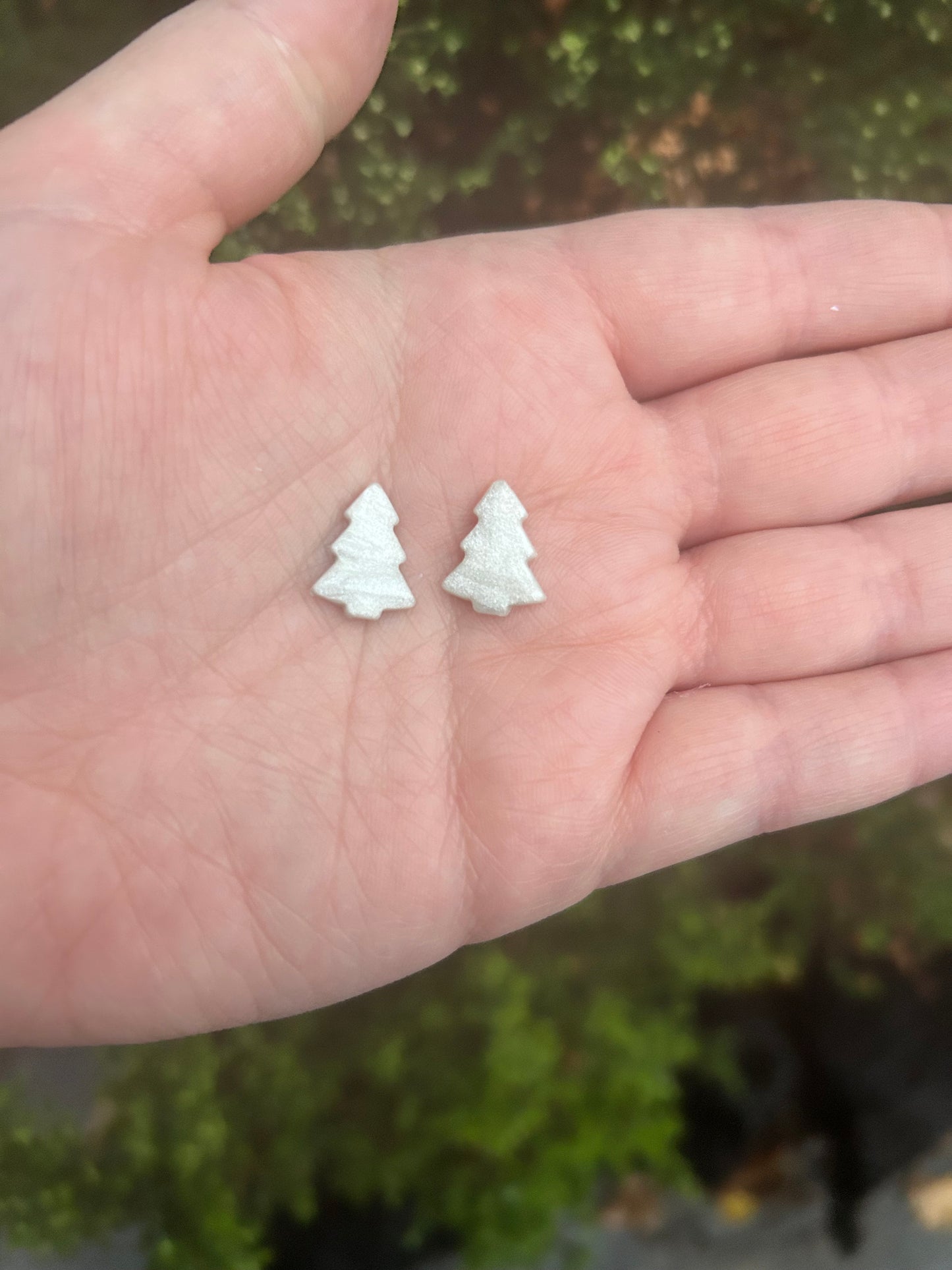 Silver Christmas Tree Studs