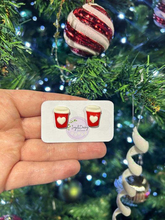 Christmas Coffee Cup Studs